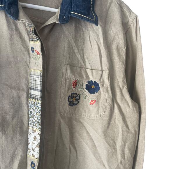 Cabin Creek Vintage 90s Women's Size Large Embroidered Floral Button Up - Picture 4 of 8